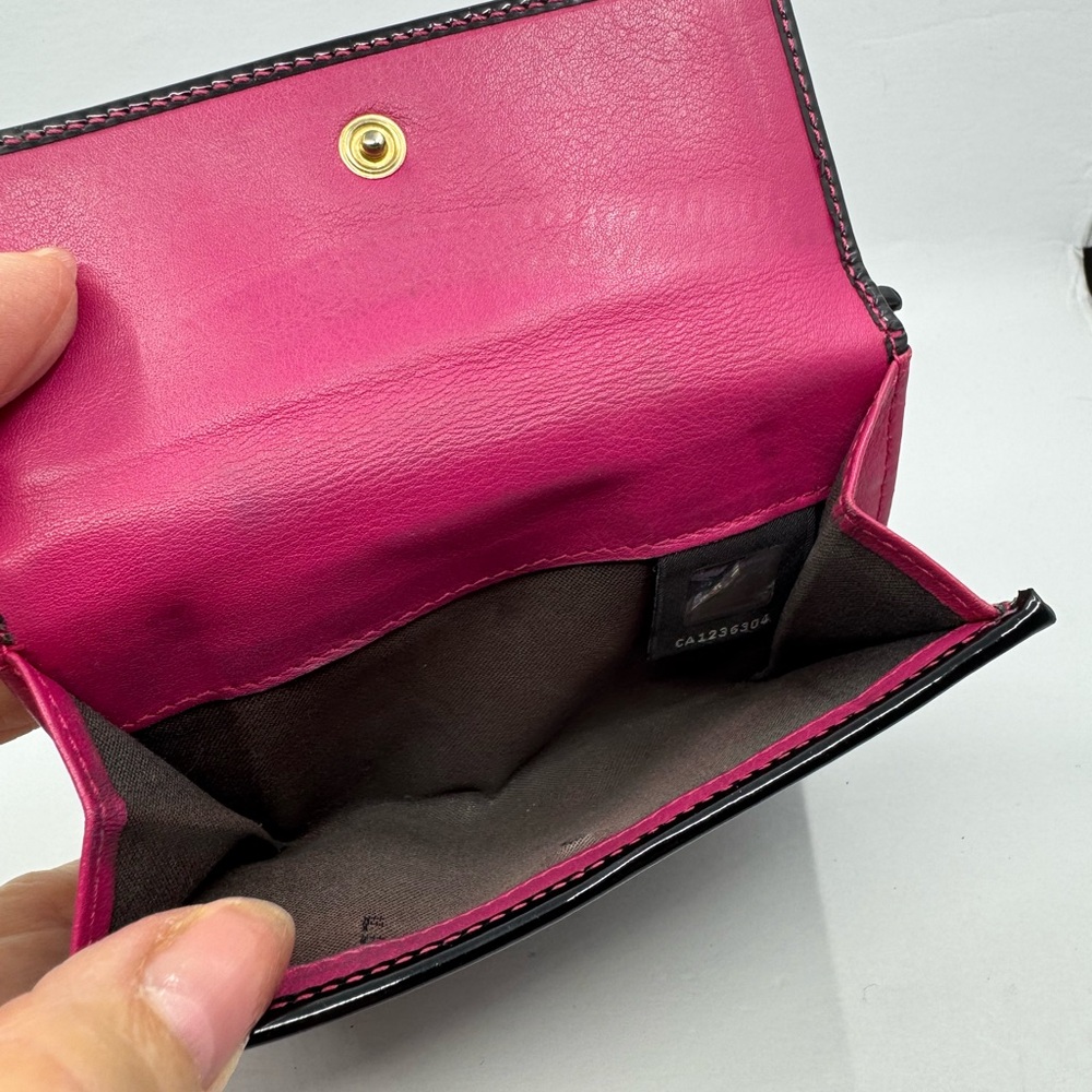 Fendi Black FF Logo Bifold Wallet with Pink Stitching - Picture 3 of 5